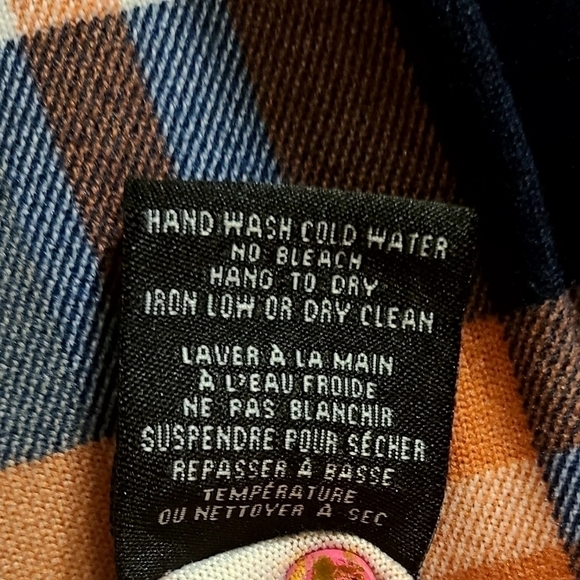 Tattoo Cottagecore Plaid Button Down Shirt Flannel Long Sleeve Orange Blue Small - Picture 7 of 7